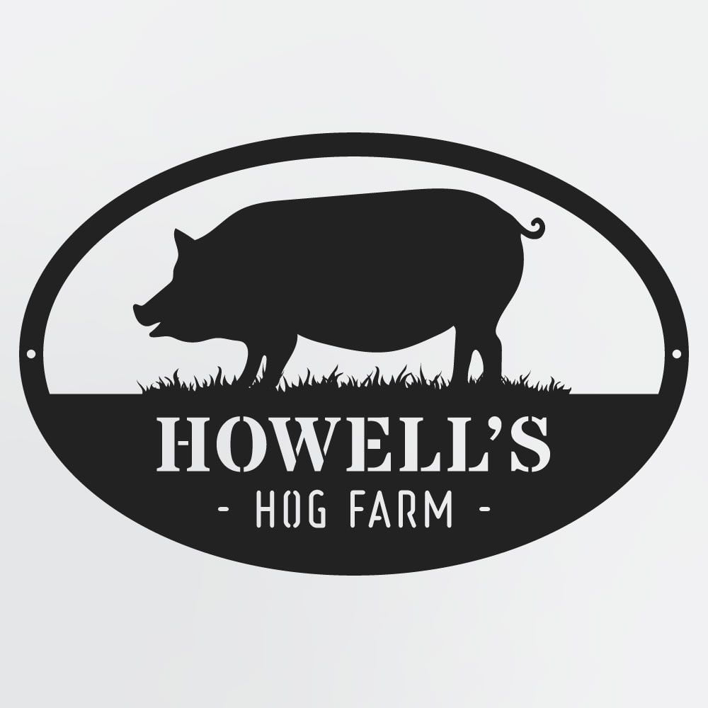Hog Farm Sign With Custom Text, Personalized Metal Sign With Pig For Farms  