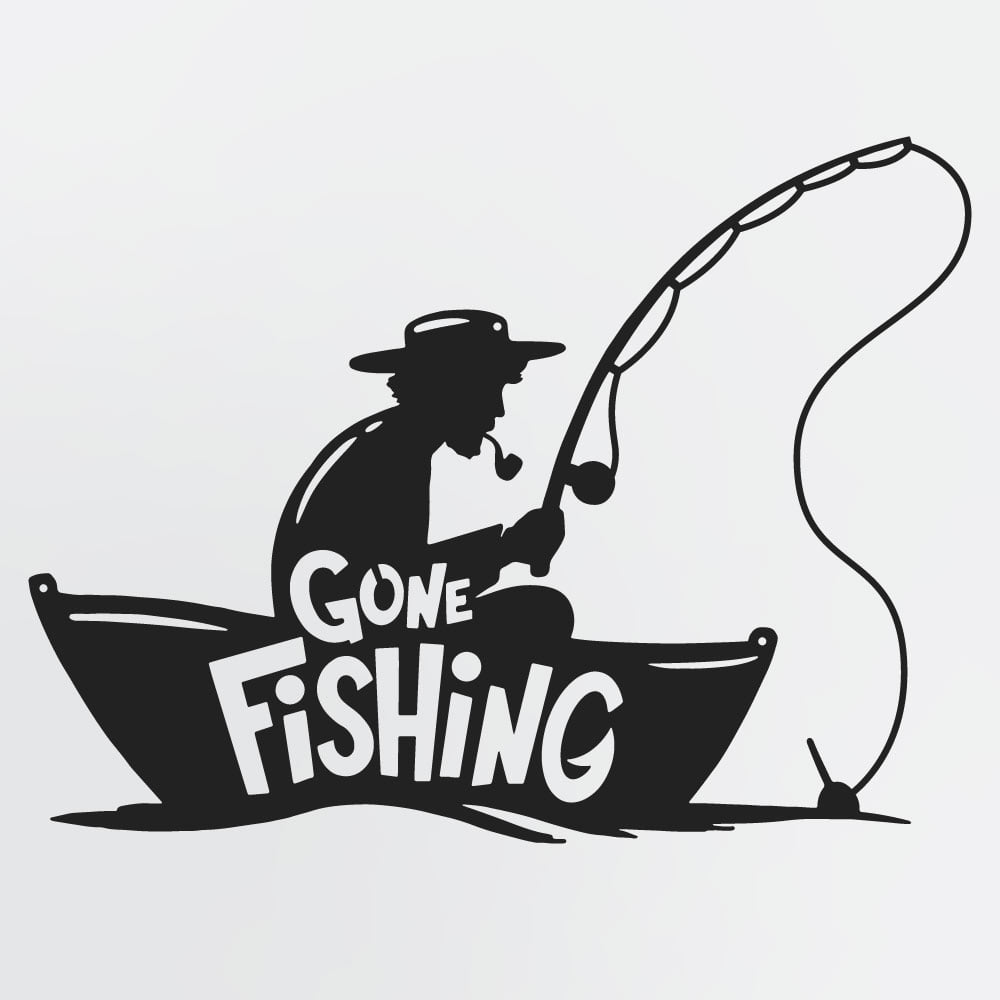 Metal Fisherman Sign Of Man in Boat Gone Fishing 
