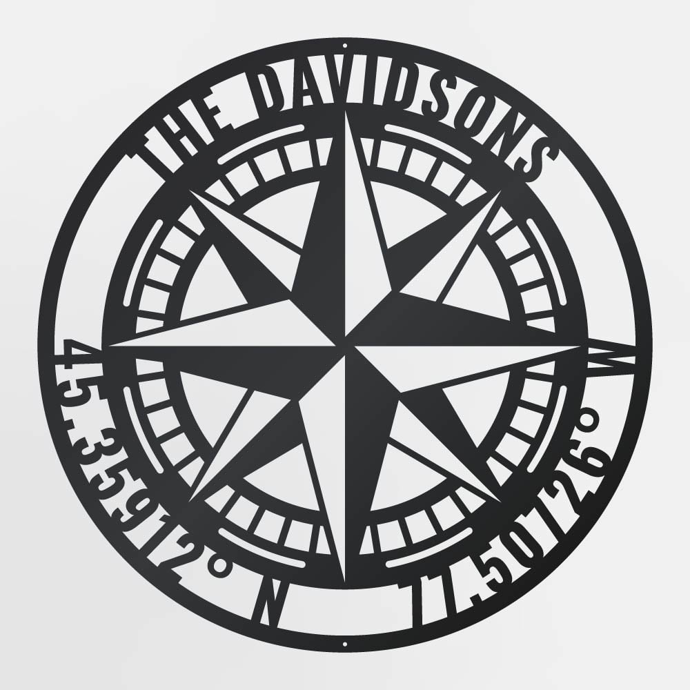 Customizable Compass Rose Metal Sign, Nautical Metal Wall Decor